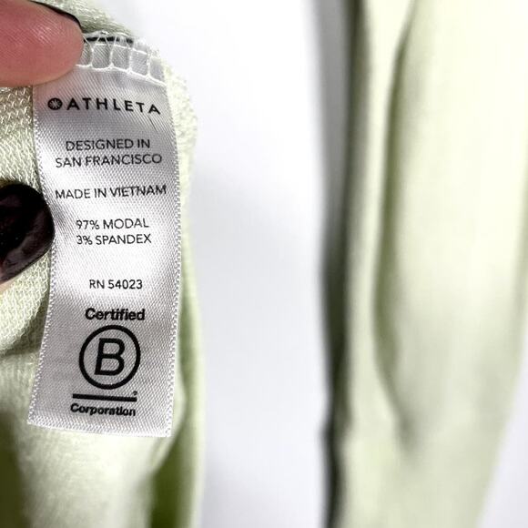 Athleta ST Small Tall Pale Lime Green Mindset Sweatshirt Pullover Crew Modal - Picture 7 of 9